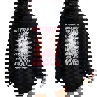 Birthday Ghoul Floral Ghost Bow Halloween Birthday Girls Women Oversized Hoodie Back Print | Mazezy