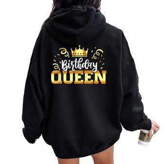Birthday Queen Crown Birthday Outfit Birthday Queen Women Oversized Hoodie Back Print - Thegiftio UK