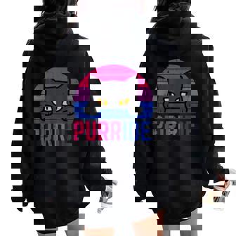 Bisexual Cat Purride Retro Bi Pride Flag Lgbtq Girls Women Oversized Hoodie Back Print - Thegiftio
