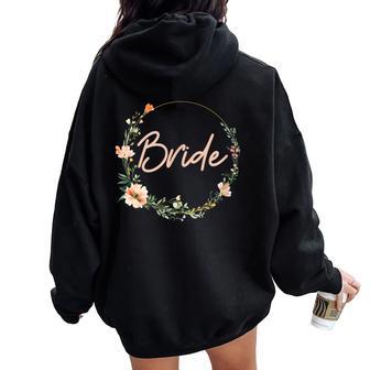 Boho Bride Evjf Couronne Fleurs Sweat à capuche oversize pour femme avec imprimé dans le dos - Cadeauxyz