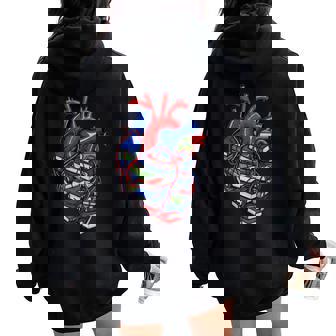 Book Lover Heart Anatomy Reading Men Women Kids Women Oversized Hoodie Back Print | Mazezy