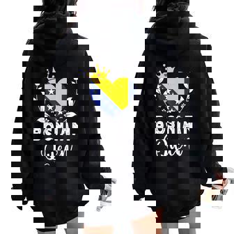 Bosnian Queen Bosnia Flag Proud Bosnian Woman Women Oversized Hoodie Back Print | Mazezy