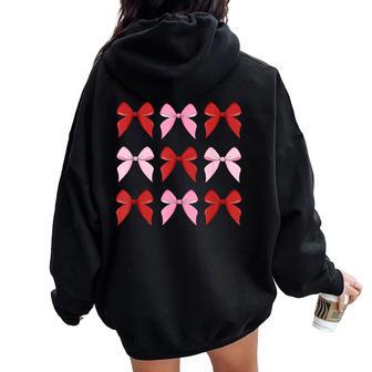 Bow Cute Graphic Red And Pink Theme For Girl Women Women Oversized Hoodie Back Print - Thegiftio UK