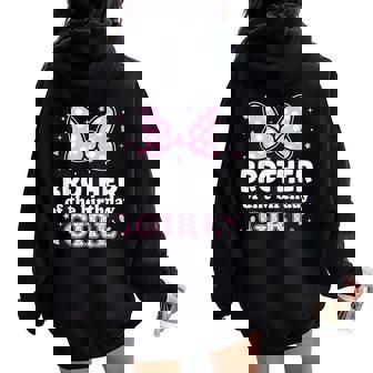 Brother Of The Birthday Girl Cute Pink Bow Family Matching Women Oversized Hoodie Back Print - Thegiftio