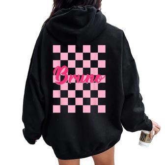 Bruno First Name I Love Bruno Boy Groovy 80'S Vintage Women Oversized Hoodie Back Print - Thegiftio UK