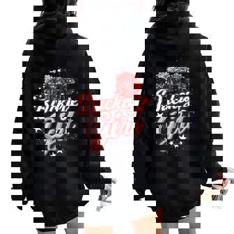 Buckeye Girl Pom-Poms Vintage Sports Ohio Home State Women Oversized Hoodie Back Print | Mazezy