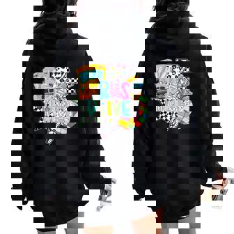 Bus Driver Lighting Back To School Happy First Day Women Women Oversized Hoodie Back Print - Seseable