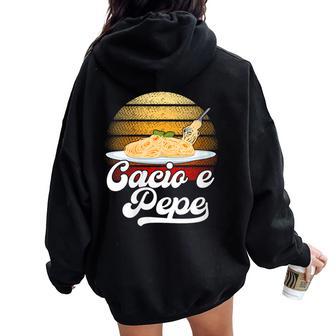 Cacio e Pepe Ravioli Pasta Spaghetti Italian Food Women Oversized Hoodie Back Print | Mazezy