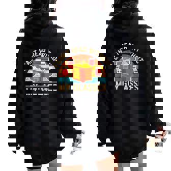 I Can't Read Without My Glasses Passover 4 Cups Wine Haggada Women Oversized Hoodie Back Print | Seseable FR