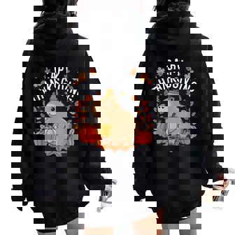 Capy Thanksgiving Capybara Thanksgiving Fall Women Oversized Hoodie Back Print | Mazezy