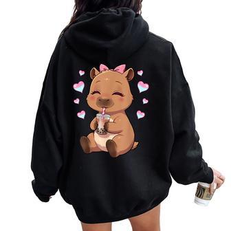 Capybara Girls Capybara Capybara Women Oversized Hoodie Back Print - Thegiftio UK