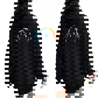 Car Speedometer Heartbeat Racing Car Guy Driver Racer Women Oversized Hoodie Back Print | Mazezy