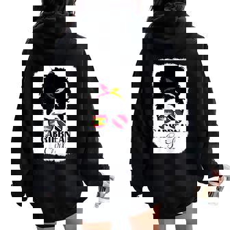 Caribbean Girl Roots Grenada & Trinidad Tobago Mix Heritage Women Oversized Hoodie Back Print | Mazezy