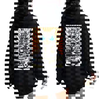 Cat Dj Headphone Turntable Vintage Music EDM Men Women Kids Women Oversized Hoodie Back Print | Mazezy