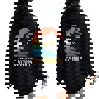 Cat Mommy Womenintage Retro Cats Mom Felpa con cappuccio oversize da donna con stampa posteriore - Novitaregali