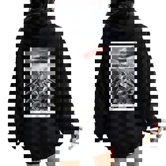 Cat Selfie UFO Alien Surprised Cat Meme Men Women Kid Women Oversized Hoodie Back Print | Mazezy