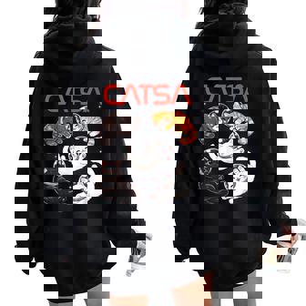 Catsa Cat Astronaut Universe Space Kitten Lover Galaxy Women Oversized Hoodie Back Print - Thegiftio