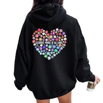 Celebrate Minds Of All Kinds Wildflower Autism Awareness Women Oversized Hoodie Back Print | Seseable UK