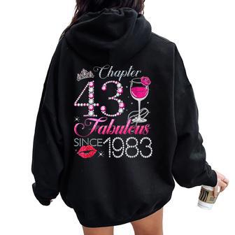 Chapter 43 Fabulous Since 1983 43Rd Birthday Queen Diamond Women Oversized Hoodie Back Print - Thegiftio UK