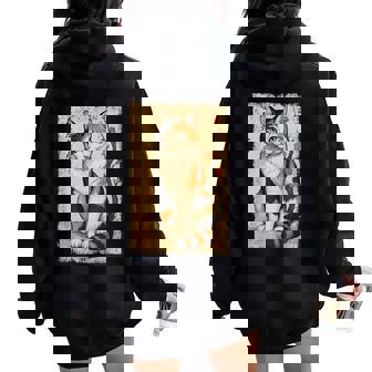 Chat Tricolore Japonais Fleur Japonaise Kanji Zoo Maman Papa Sweat à capuche oversize pour femme avec imprimé dans le dos - Cadeauxyz