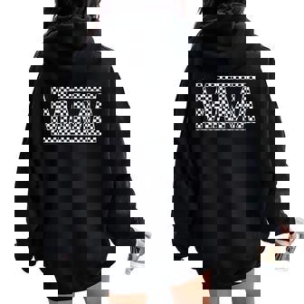 Checkered Mama Black White For Moms Women Oversized Hoodie Back Print - Thegiftio