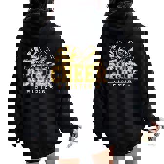 Cheer Sister Black Gold Pom Cheerleader Cheerleading Women Oversized Hoodie Back Print | Seseable CA