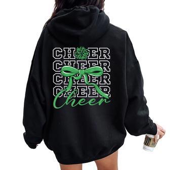 Cheerleading Cheer Green Coquette Bow Cheerleader For Girls Women Oversized Hoodie Back Print - Thegiftio UK