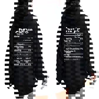 Cherry Pie Nutritional Facts Thanksgiving Food Party Family Women Oversized Hoodie Back Print | Mazezy