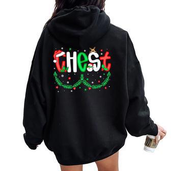 Chest Nuts Matching Couple Humor Xmas Chestnuts Joke Women Women Oversized Hoodie Back Print | Mazezy