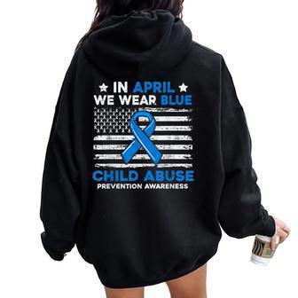 Child Abuse Prevention Flag Child Abuse Awareness Women Women Oversized Hoodie Back Print - Thegiftio UK