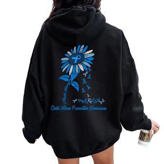 Child Abuse Prevention Sunflower Child Abuse Awareness Women Oversized Hoodie Back Print - Thegiftio UK