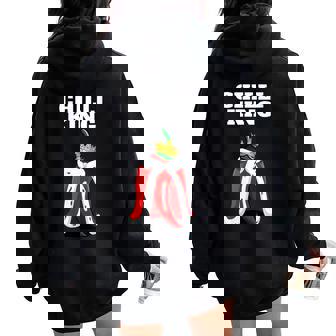 Chilli King Mexican Food Humor Lovers Boys Spicy Pepper Women Oversized Hoodie Back Print | Mazezy