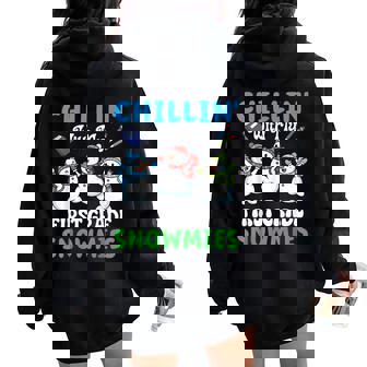 Chillin With My First Grade Snowmies Winter Snowman Crew Women Oversized Hoodie Back Print | Seseable FR