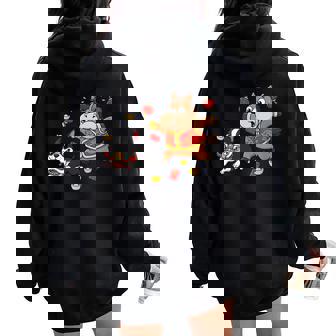 Chinese Horse Boston Terrier Kids Womens Happy New Year Women Oversized Hoodie Back Print | Mazezy