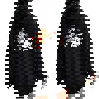 Chinese Horse Samoyed Kids Happy New Year Women Oversized Hoodie Back Print | Mazezy