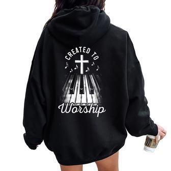 Christian Piano Player Co Piano Christian Faith Cross Worship Jesus Organ Pianist Women Oversized Hoodie Back Print - Thegiftio UK