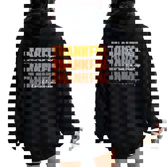 Christian Thanksgiving Thankful To God For Family Blessings Women Oversized Hoodie Back Print - Thegiftio