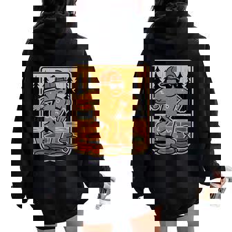 Christmas Disc Golf Vintage Gingerbread Santa Xmas Women Oversized Hoodie Back Print | Mazezy