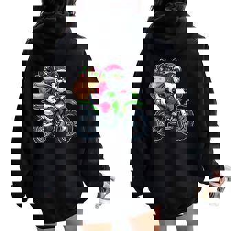 Christmas Santa On Dirt Bike For Toddler Biker Kids Boys Women Oversized Hoodie Back Print | Mazezy