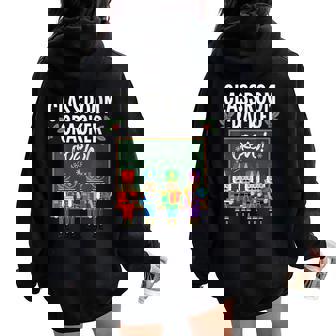 Classroom Cracker Crew Nutcracker Teacher Christmas Holiday Women Oversized Hoodie Back Print | Mazezy