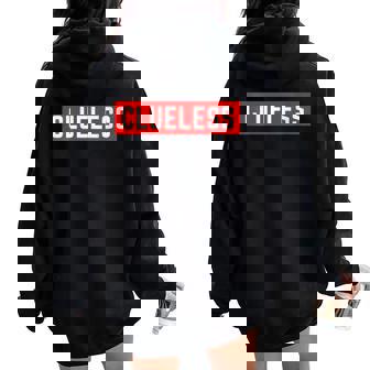 Clueless Self-Deprecating Sarcastic Ironic Minimal Des Women Oversized Hoodie Back Print - Monsterry