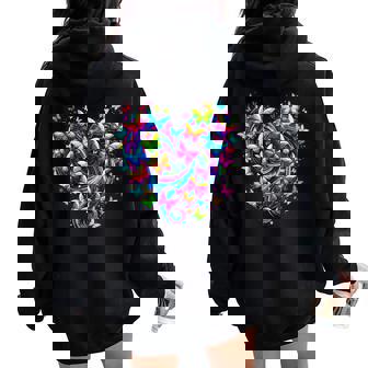 Colorful Butterfly Heart Nature Women Oversized Hoodie Back Print - Thegiftio