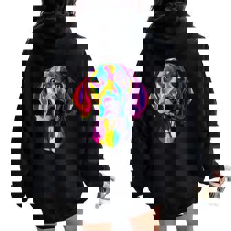 Colorful Weimaraner Face Rainbow Dog Lover Black Women Oversized Hoodie Back Print | Mazezy