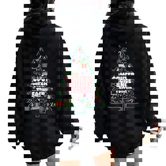 Computer Science Teacher Christmas Tree Lights Womens Women Oversized Hoodie Back Print | Mazezy