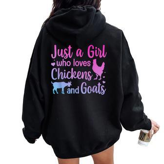 Cool Chicken Goat For Girls Pygmy Goat Lover Women Oversized Hoodie Back Print - Thegiftio UK
