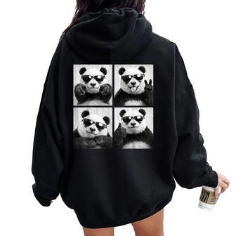 Cool Panda With Sunglasses Photobooth Giant Panda Bear Women Oversized Hoodie Back Print - Thegiftio