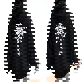 Cool Summer Vacation Men Women Beach Palm Tree Women Oversized Hoodie Back Print | Mazezy