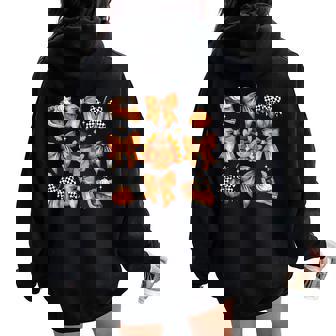 Coquette Bows Turkey Pumpkin Pie Thanksgiving Autumn Fall Women Oversized Hoodie Back Print - Thegiftio