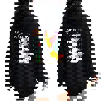 Corgi Con Plantas Y Flores Perro Cool Hombres Es Niños Retro Women Oversized Hoodie Back Print - Regaloses