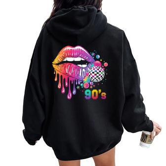 Costume De Carnaval Des Années 90 Lèvres Sweat à capuche oversize pour femme avec imprimé dans le dos - Cadeauxyz